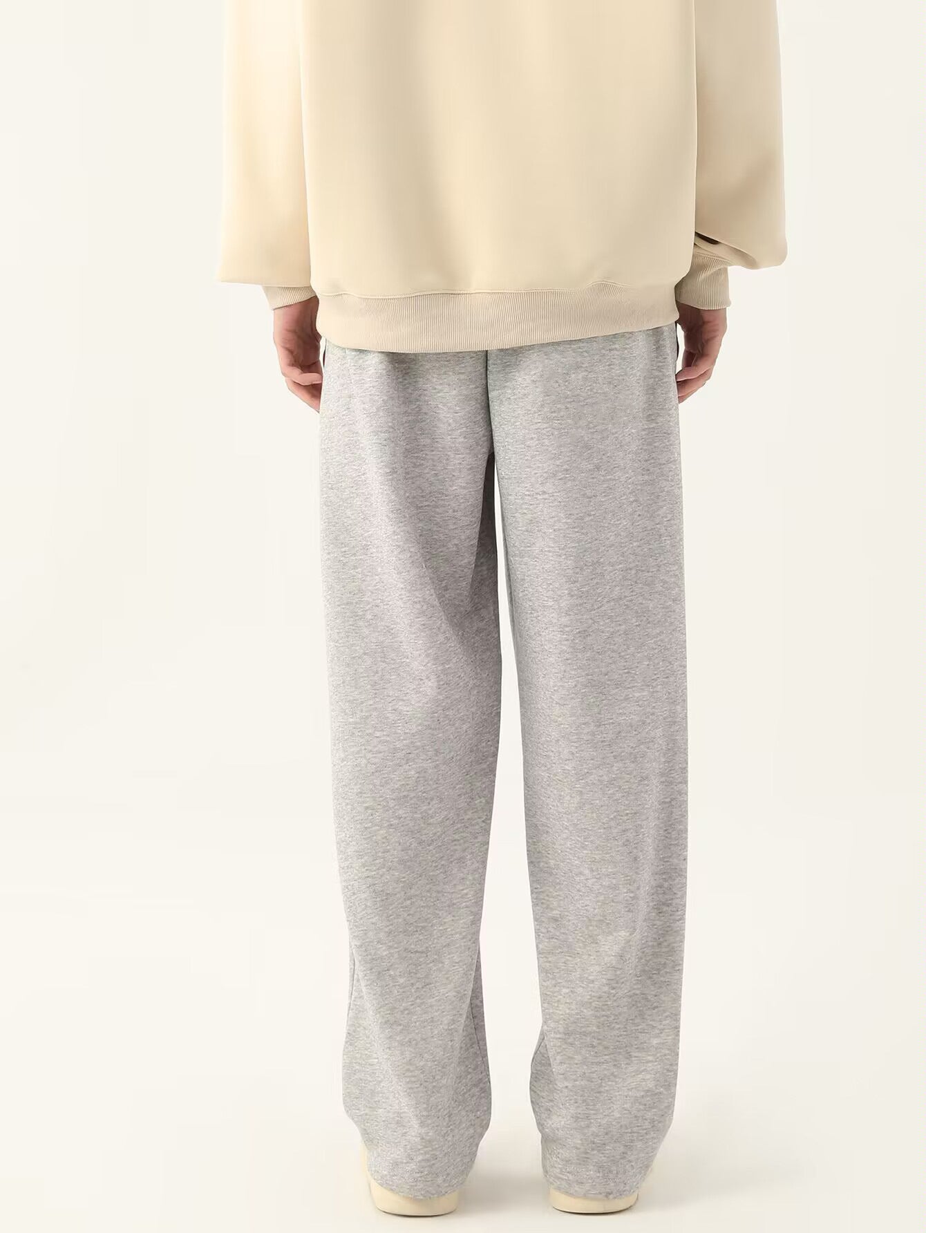 Mens Elastic Waist Straight Leg Casual Pants