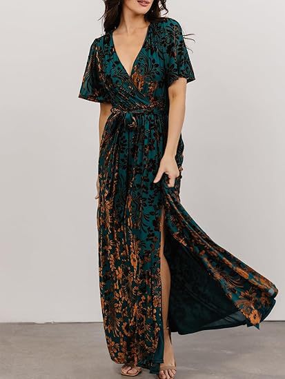 Elegant V-Neck Long Slit Dress