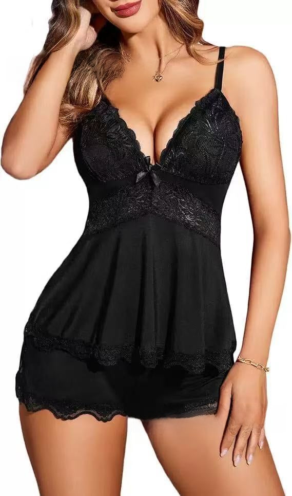 Women's comfortable lace-edged halter top, sexy underwear, short pants, home wear set