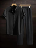 Mens Wrinkle Texture Shirt and Pants Set