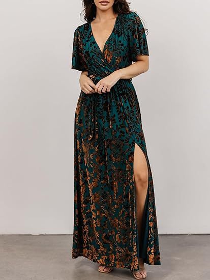 Elegant V-Neck Long Slit Dress