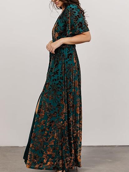 Elegant V-Neck Long Slit Dress