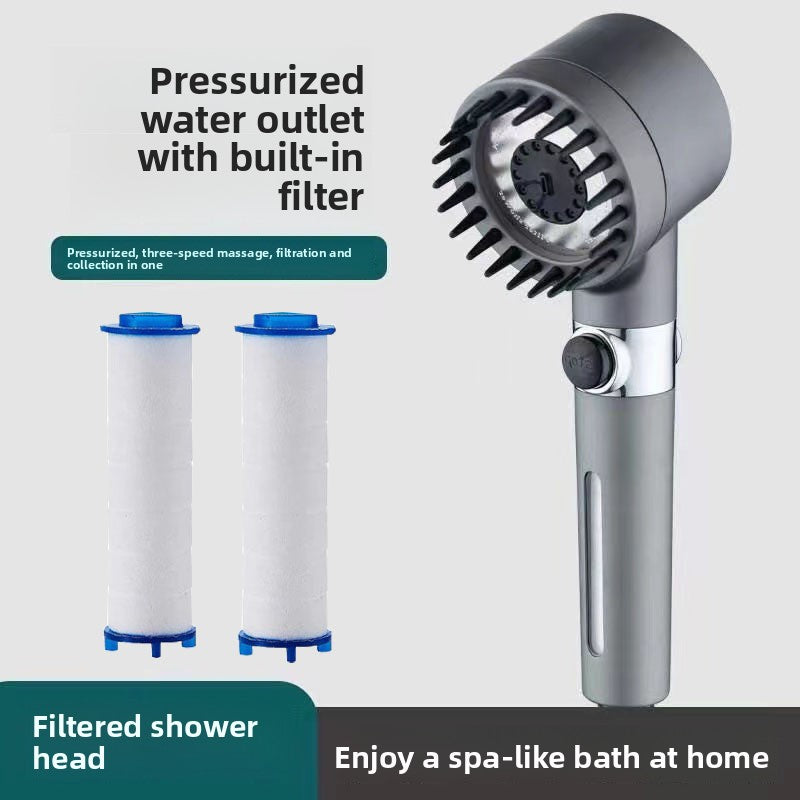 Pressurized Shower Head with Filter and Multiple Spray Modes