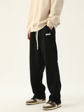 Mens Elastic Waist Straight Leg Casual Pants