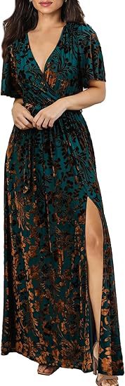 Elegant V-Neck Long Slit Dress
